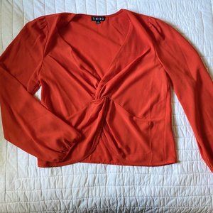 Front Twist Long Sleeve Blouse